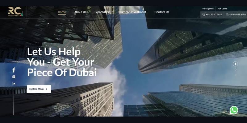 RC Investments homepage